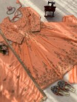 Light Fanta Color Heavy Chinon Silk Fabric Sequence Work Lehenga Gown
