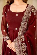 Maroon Color Crunchy Silk Fabric Sequence Work Anarkali Suit