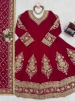 Maroon Color Faux Georgette Fabric Sequence Work Anarkali Suit