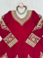 Maroon Color Faux Georgette Fabric Sequence Work Anarkali Suit