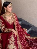 Maroon Color Faux Georgette Fabric Sequence Work Anarkali Suit