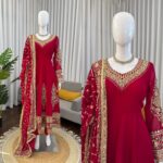 Maroon Color Faux Georgette Fabric Sequence Work Anarkali Suit