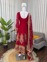 Maroon Color Faux Georgette Fabric Sequence Work Anarkali Suit