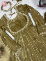 Mehandi Color Fendi Silk Fabric Sequence Work Gown