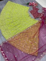 Neon Color Georgette Fabric Sequence Work Lehenga