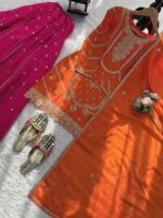 Orange Color Chinon Silk Fabric Sequence Work Sharara Set