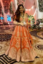 Orange Color Faux Georgette Fabric Sequence Work Lehenga