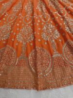 Orange Color Faux Georgette Fabric Sequence Work Lehenga