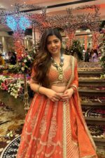 Orange Color Faux Georgette Fabric Sequence Work Lehenga