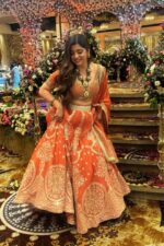 Orange Color Faux Georgette Fabric Sequence Work Lehenga