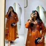 Orange Color Georgette Fabric Sequence Work Anarkali Suit