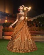 Orange Color Satin Silk Fabric Sequence Work Lehenga