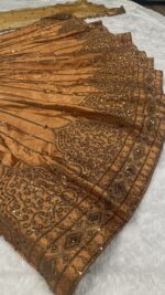 Orange Color Satin Silk Fabric Sequence Work Lehenga
