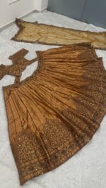 Orange Color Satin Silk Fabric Sequence Work Lehenga
