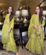 Parrot Color Chinon Silk Fabric Sequence Work Palazzo Set