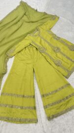 Parrot Color Chinon Silk Fabric Sequence Work Palazzo Set