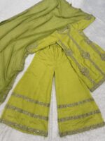 Parrot Color Chinon Silk Fabric Sequence Work Palazzo Set