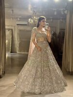 Peach Color Faux Georgette Fabric Sequence Work Lehenga