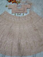 Peach Color Faux Georgette Fabric Sequence Work Lehenga