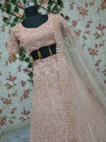 Peach Color Faux Georgette Fabric Sequence Work Lehenga