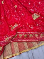 Peacock Design Red Color Faux Georgette Fabric Sequence Work Lehenga