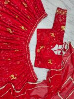 Peacock Design Red Color Faux Georgette Fabric Sequence Work Lehenga