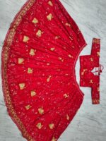 Peacock Design Red Color Faux Georgette Fabric Sequence Work Lehenga