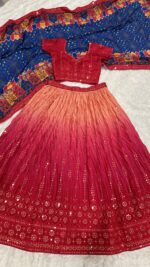 Pink Color Chinon Silk Fabric Sequence With Thread Work Lehenga