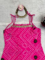 Pink Color Faux Georgette Digital Print With Real Mirror Work Sharara Set