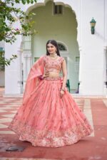 Pink Color Gold Crush Fabric Sequence Work Lehenga