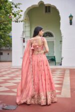Pink Color Gold Crush Fabric Sequence Work Lehenga