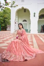 Pink Color Gold Crush Fabric Sequence Work Lehenga