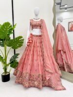 Pink Color Gold Crush Fabric Sequence Work Lehenga