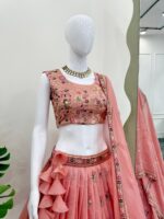 Pink Color Gold Crush Fabric Sequence Work Lehenga