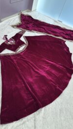 Pink Color Velvet Fabric Sequence With Jari Thread Work Lehenga