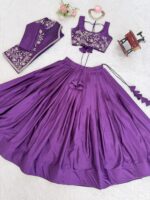 Purple Color Chinon Silk Fabric Sequence Work Lehenga