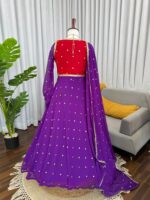 Purple Color Faux Georgette Fabric With Koti Style Suit