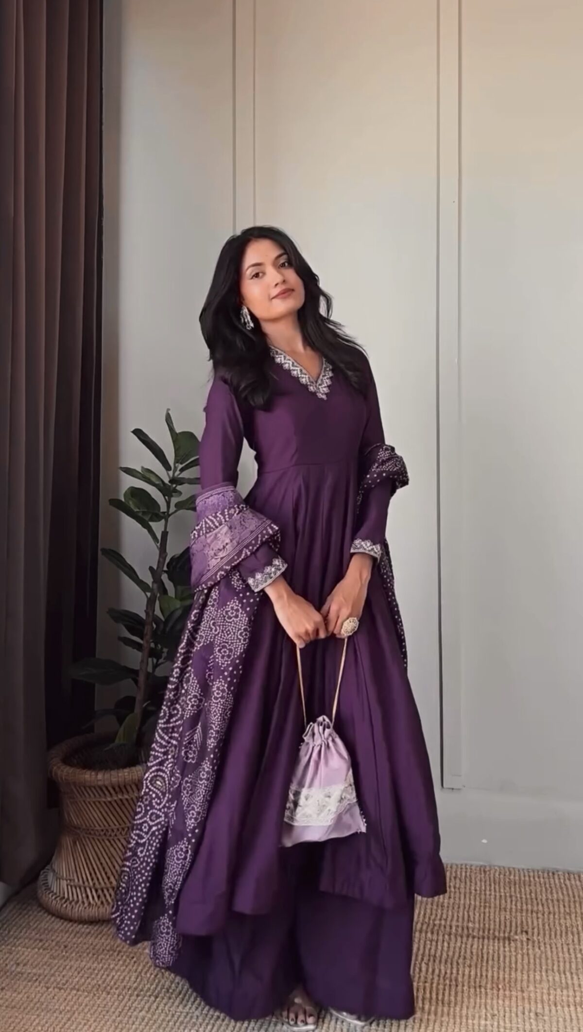 Purple Color Jalpari Silk Fabric Sequence Work Anarkali Suit