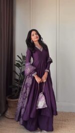 Purple Color Jalpari Silk Fabric Sequence Work Anarkali Suit