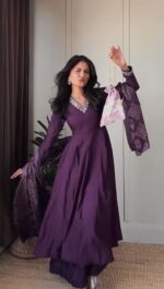 Purple Color Jalpari Silk Fabric Sequence Work Anarkali Suit