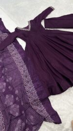 Purple Color Jalpari Silk Fabric Sequence Work Anarkali Suit