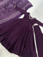 Purple Color Jalpari Silk Fabric Sequence Work Anarkali Suit