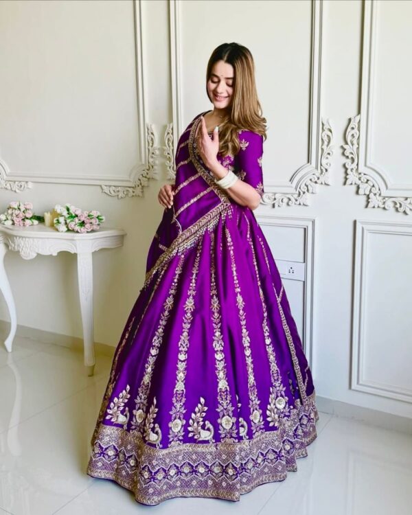 Purple Color Vichitra Silk Fabric Sequence Work Lehenga