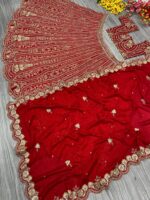 Red Color Boomer Silk Fabric Sequence With Coding Work Lehenga