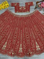 Red Color Boomer Silk Fabric Sequence With Coding Work Lehenga