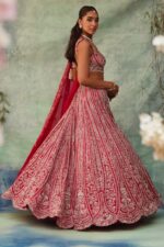 Red Color Boomer Silk Fabric Sequence With Coding Work Lehenga