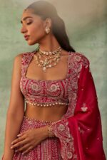 Red Color Boomer Silk Fabric Sequence With Coding Work Lehenga