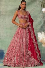Red Color Boomer Silk Fabric Sequence With Coding Work Lehenga