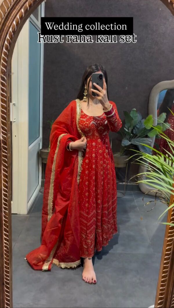 Red Color Faux Georgette Fabric Sequence Work Gown