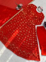 Red Color Faux Georgette Fabric Sequence Work Gown